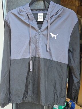 PINK Victoria's Secret Two-Tone Zip Hoodie - Light Gray & Black